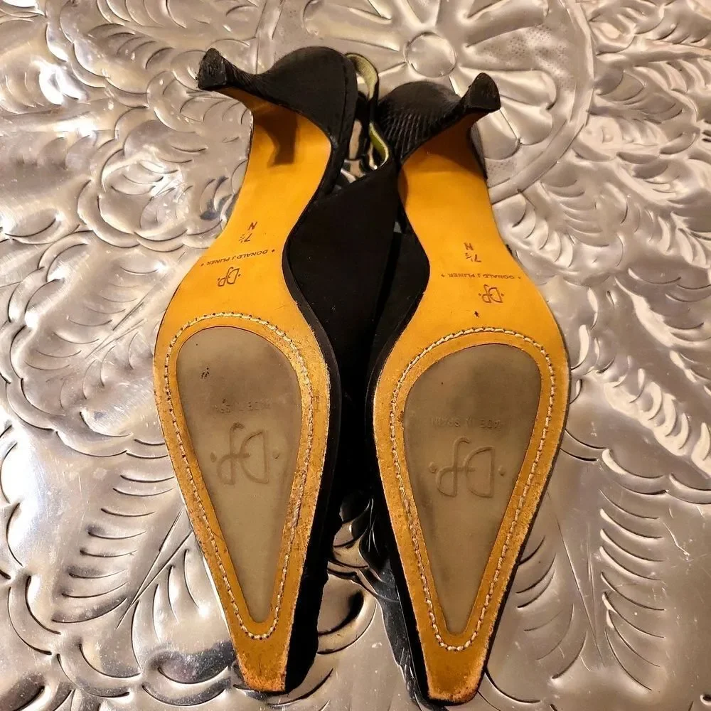 Donald j pliner all leather, mix of half suede and snake skin hand sewn in .